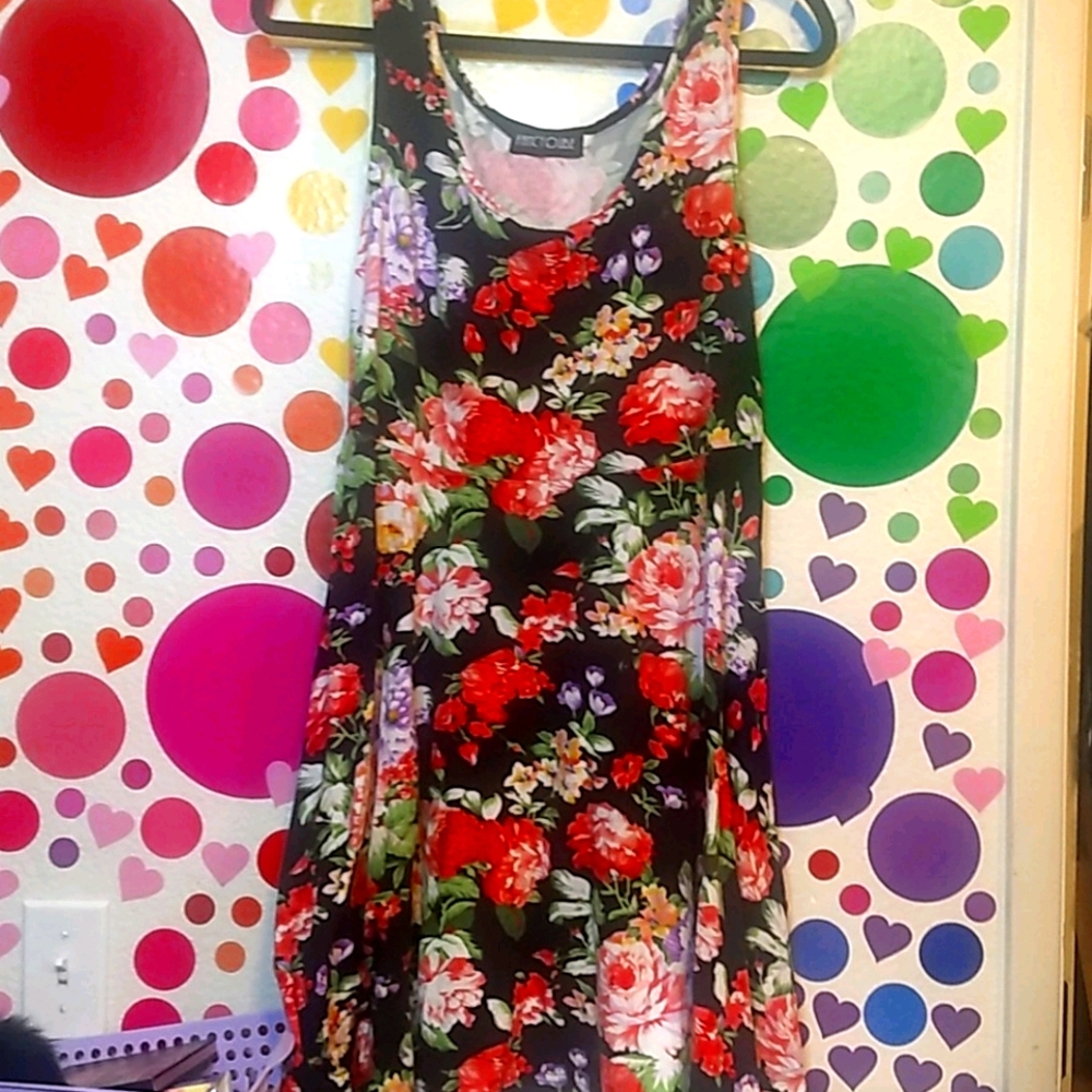 💐Spring Bright floral stretchy skater dress